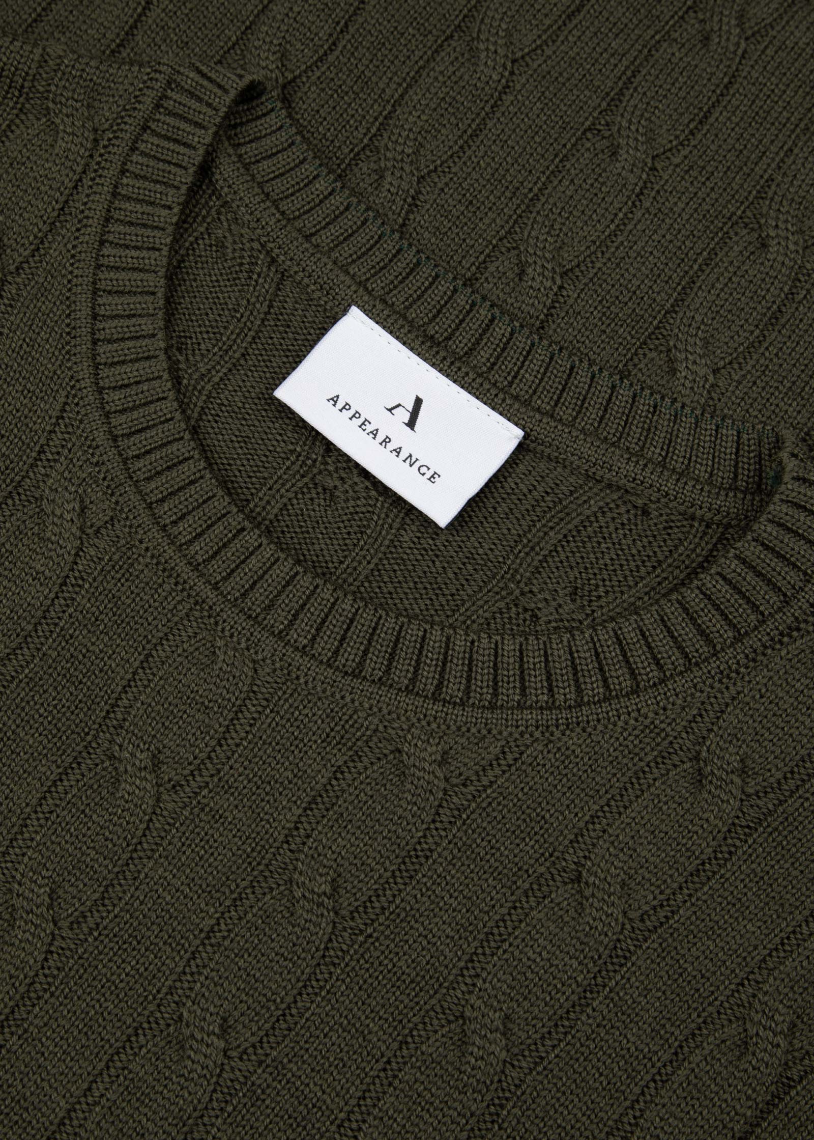 Merino Cable Knit, Olive Green - Image 3